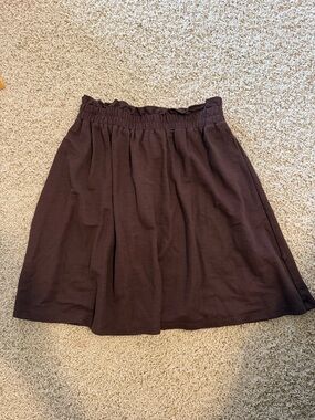 H&M Dark Brown Mini Skirt with Elastic Waist size S